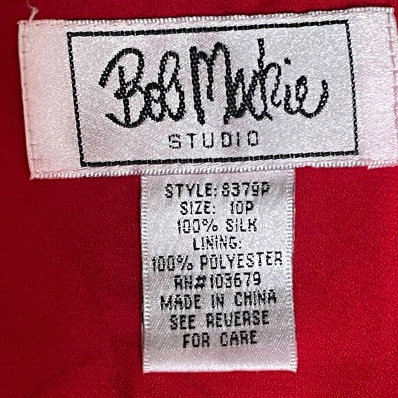 VINTAGE BOB MACKIE STUDIO SILK FLORAL REDS/ORANGES DRESS SIZE 10 PETITE - Picture 11 of 11